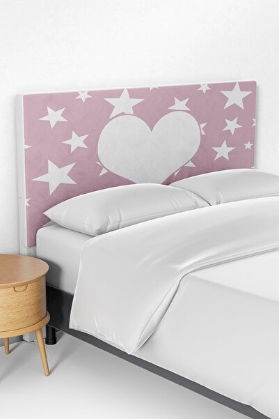 Talia Home Pembe Kalp ve Yıldızlar Çocuk Odası Yatak Baza Başlık Kılıfı TLABK...
