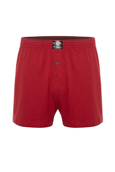 TOLIN Set of 6 100% Cotton Men's Burgundy Solid Color Single Jersey Boxer Set 415