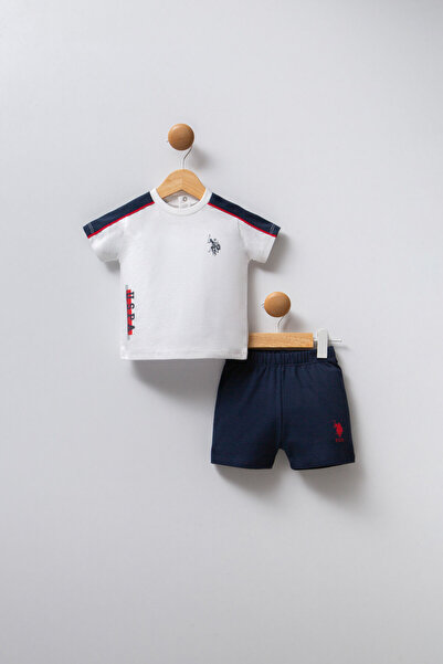 U.S. Polo Assn. طقم أطفال للأولاد الرضع، باللون الأحمر