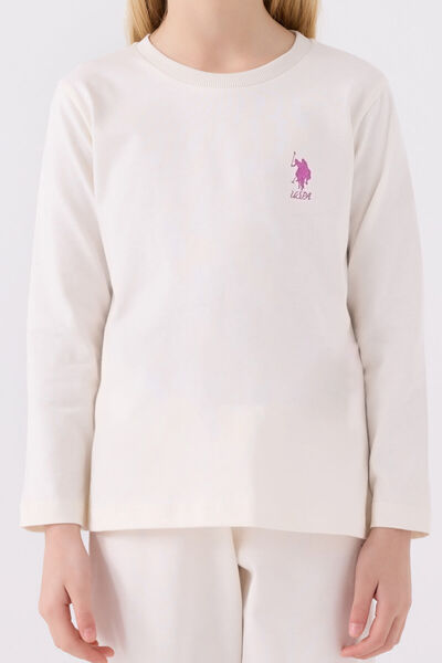 U.S. Polo Assn. Kız Çocuk Beyaz Uzun Kol Pijama Takım