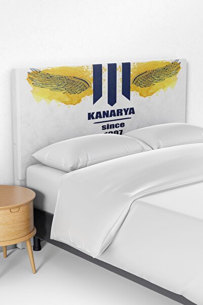 Yellow Navy Blue Canary Patterned Children's Room Bed Base Headboard CoverTlabk-165