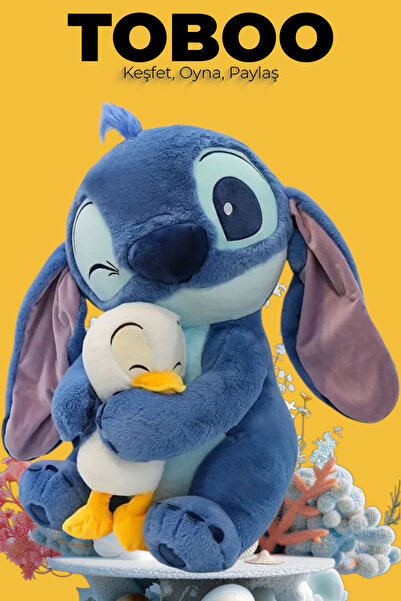 shop Stitch & Ördek Yavrusu Peluş Oyuncak -Yumuşak Polyester Bebek, Sevimli Sarılma Pozu