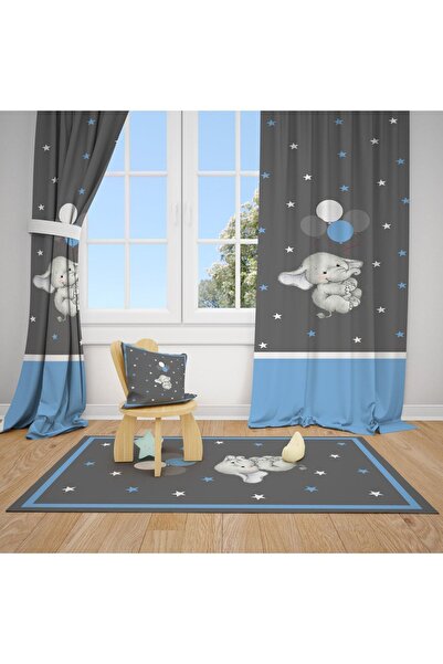 Talia Home Сірий балонний філь з малюнком слона для дитячої та дитячої кімнат...