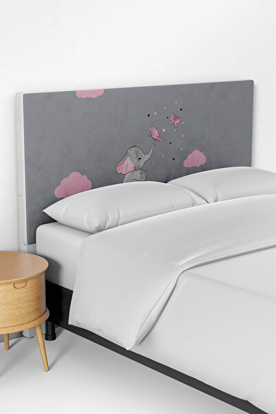 Talia Home Fil Gri Desenli Çocuk Yatak Baza Başlık Kılıfı TLABK-219