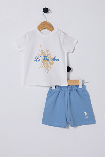 U.S. Polo Assn. قاعدة. بولو أسن. طقم بيبي بوي أبيض