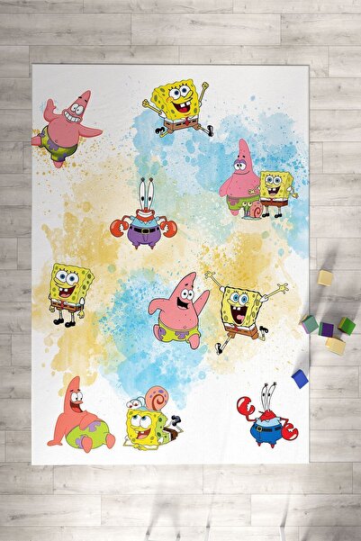 Homiko Süngerbob Desenli  Çocuk ve Bebek Odası Dekoratif Halı TLH-313