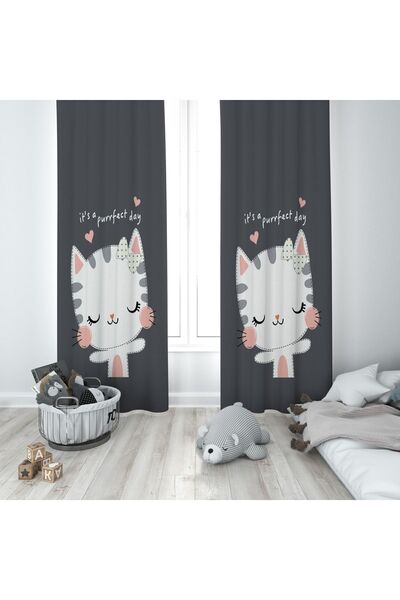Talia Home Штора для дитячої та дитячої кімнати з принтом котів, 2 полотна Tl...