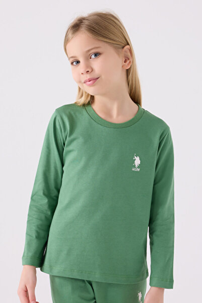 U.S. Polo Assn. Girl's Green Long Sleeve Pajama Set