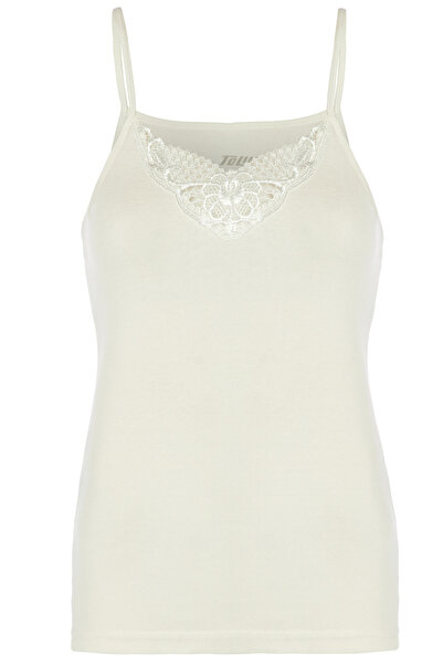 TOLIN 100% Cotton Women's Cream Thread Strap Laced Undershirt 1222k