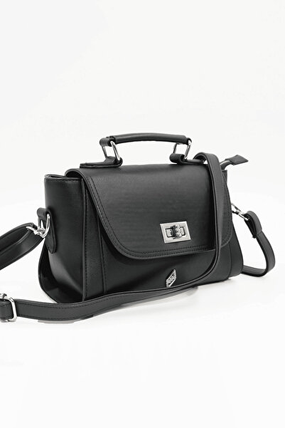 Aron Atelier Beatriz Siyah Kilitli Kadın El ve Omuz Çantası