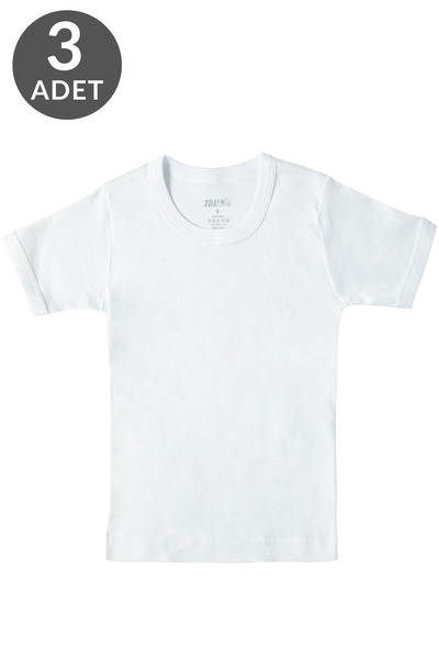 TOLIN 3 Pack 100% Cotton Boy's Short Sleeve White Undershirt 330