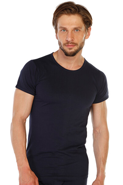 TOLIN Ανδρικό εσώρουχο Navy Blue O λαιμόκοψη 100% βαμβακερό μονό ζέρσεϊ 314