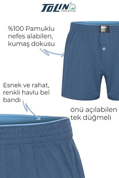 TOLIN 100% βαμβακερό ανδρικό σορτς μπλε μονό ζέρσεϊ Boxer 415m