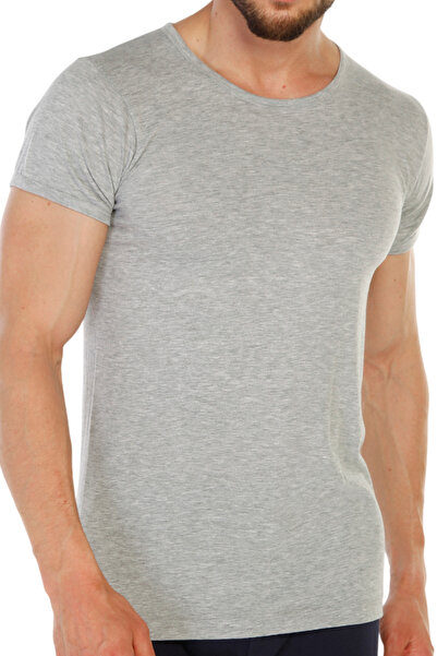 TOLIN Pack of 6 Cotton Gray Melange O Neck Men's Single Jersey Undershirt 314