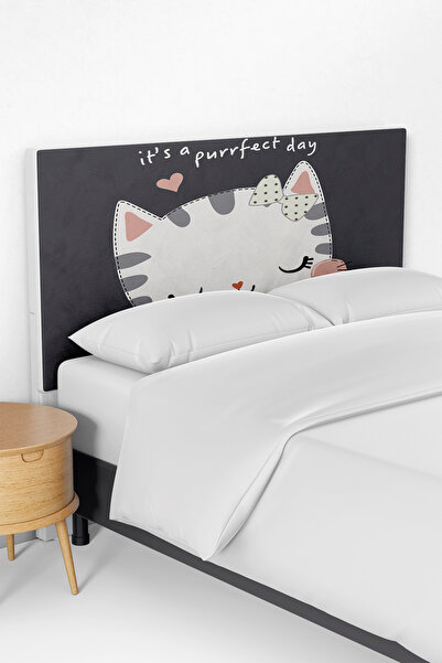Talia Home Sevimli Kedi Desenli Çocuk Yatak Baza Başlık Kılıfı TLABK-245