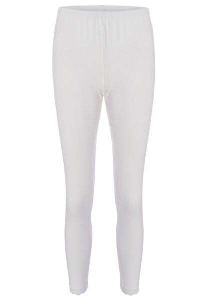 TOLIN Біла мереживна 100% бавовна жіноча довга білизна - легінси 720