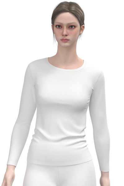 TOLIN Tricou de corp din bumbac Lycra, alb, cu 2 mâneci lungi 6217b