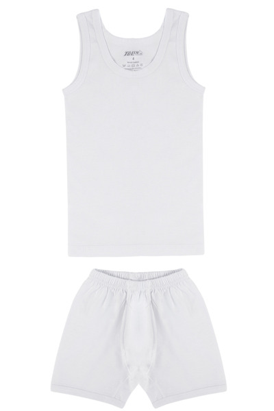 TOLIN Boy's Tank Top Shorts 100% Cotton White Underwear Set 8315