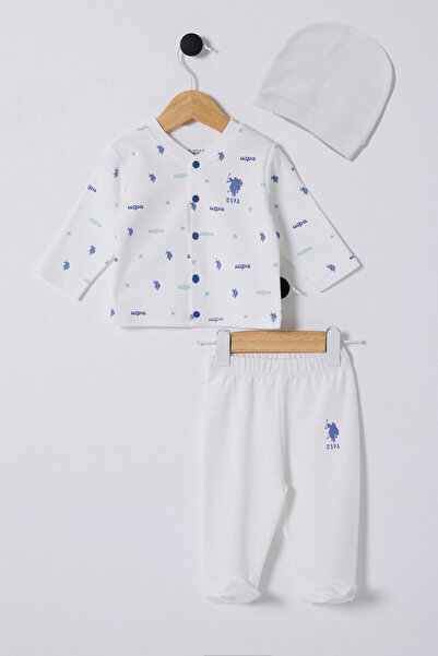 U.S. Polo Assn. Set alb pentru bebeluș băiețel