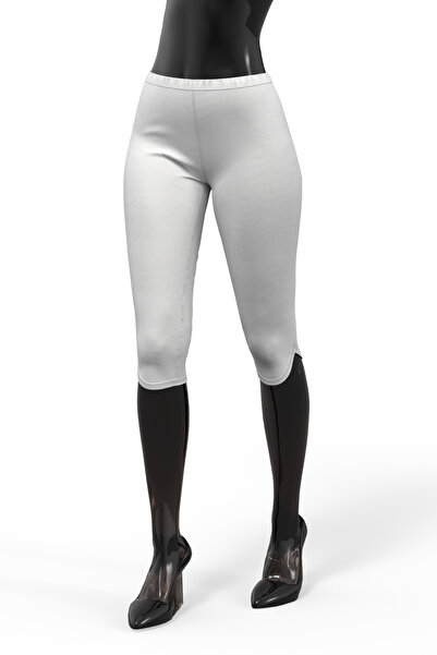 TOLIN Colanți albi 100% bumbac pentru damă - Capri cu tuburi 426