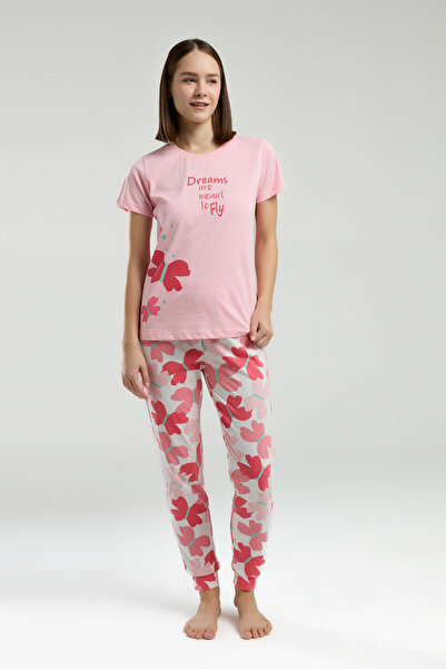 Rolypoly Kadın Pembe Kısa Kol Pijama Takım