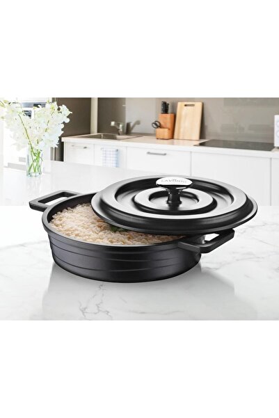 LAVONNI 26 cm Döküm Basık Pilav Döküm Kapaklı Tencere