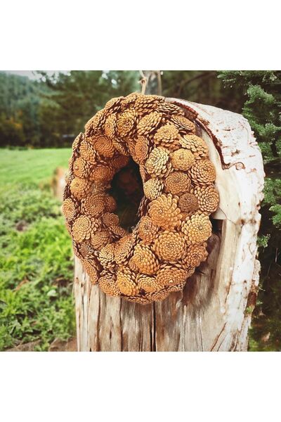 ART PINE Christmas New Year Thick Pine Cone Wreath Door Ornament Christmas Party Handmade