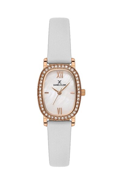 Daniel Klein Dk.1.13943-5 White Women's Wristwatch with 3 Atm Water Resistant Leather Band