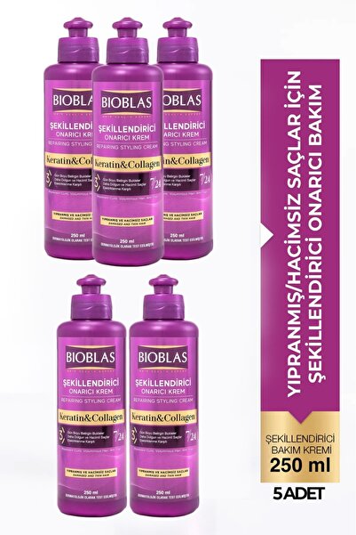 Bioblas 7 24 Şekillendirici Saç Bakım Kremi Belirgin Bukleler Dalgalı Ve Kıvırcık Saçlar 250ML 5'li