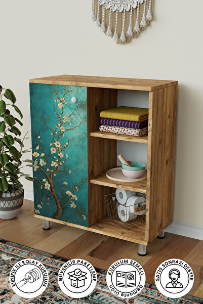 Hediyeler Kapında 3 Raflı Tek Kapak Flowerin Branch Çok Amaçlı Dolabı Mutfak ...