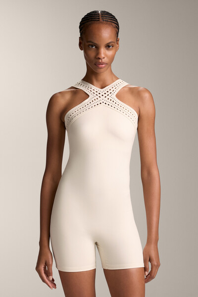 Oysho Compressive cutwork short jumpsuit