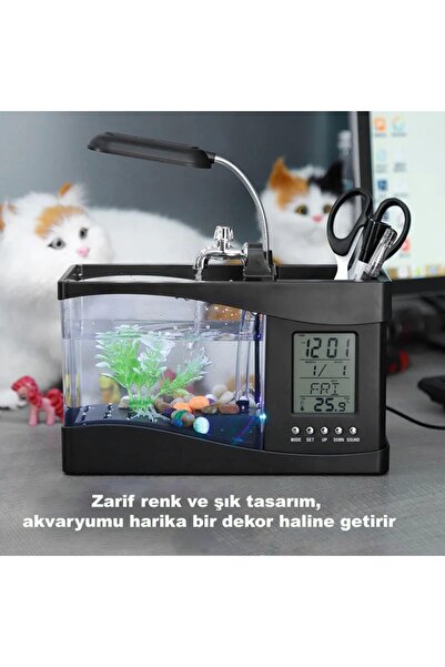 DailyTech Dekoratif Usb Masaüstü Mini Akvaryum Balık Tankı