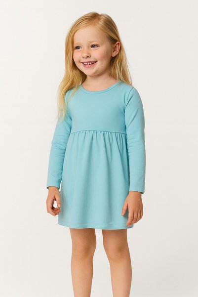 SeaBubbles Seasonal Combed Cotton Long Sleeve Basic Girl's Dress