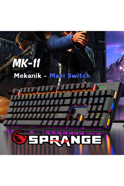 SPRANGE Mekanik Oyuncu Klavyesi | RGB | Türkçe Q | Blue Switch | Kablolu | Siyah