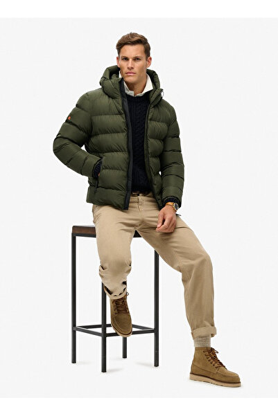 SUPERDRY Haki Erkek Mont M5011905AZC3_HOODED SPORTS PUFFER J