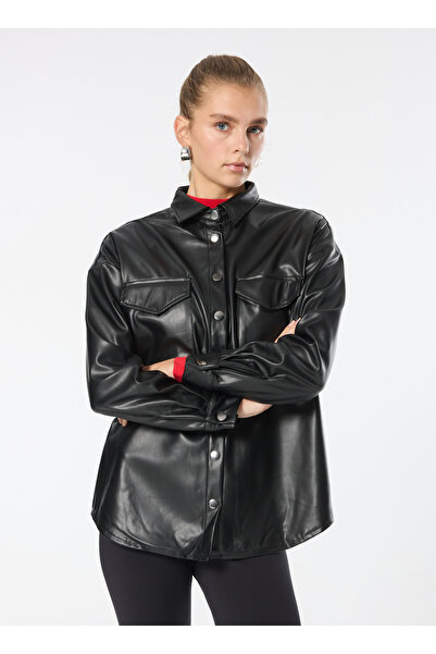 Fabrika Siyah Kadın Rahat Gömlek F4WL-GML0407