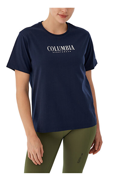 Columbia 9220911466_CS0394 Koyu Lacivert Kadın O Yaka Normal Kalıp T-Shirt