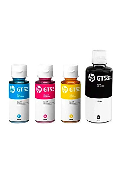 HP GT53XL (أسود) 135 مل+ GT52 (سماوي 70 مل، أصفر 70 مل، أرجواني 70 مل) عبوة من 4 قطع متعددة الألوان