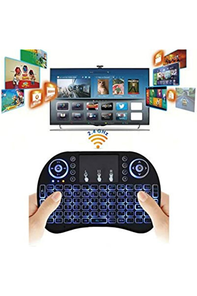 ILA PRODUCT Mini portable wireless keyboard, integrated touchpad, RGB lighting, black