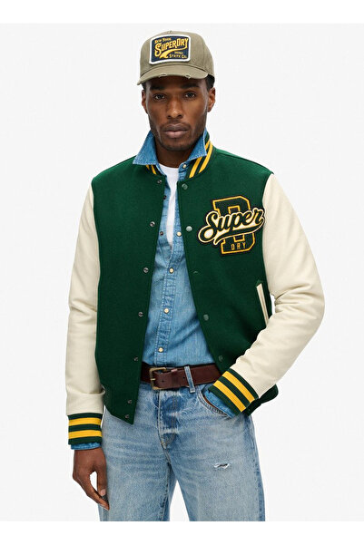SUPERDRY Yeşil Erkek Mont M5011943AGCI_VARSITY WOOL BOMBER