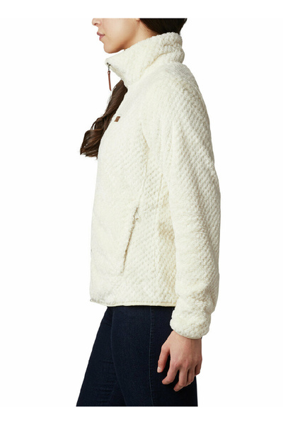 Columbia 1819791191191 White Women's Stand Collar Regular Fit Embossed Sweatshirt