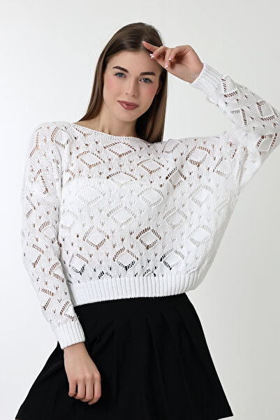 Devinka Γυναικεία μπλούζα πλεκτή με λευκό σχέδιο