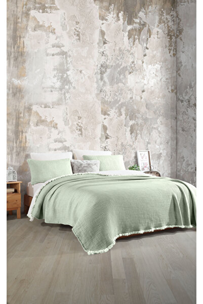 destinyhometex Sage 6 Layer Muslin Double Size 260X280 Quilt/2 Pieces 50X70Cm Pillowcases 6 Layer Multi Muslin