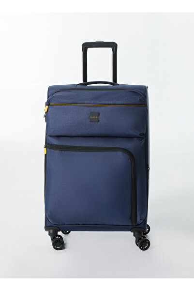 Fabrika Lacivert Unisex 67x41x26 cm Çekçekli Kumaş Valiz 029 orta