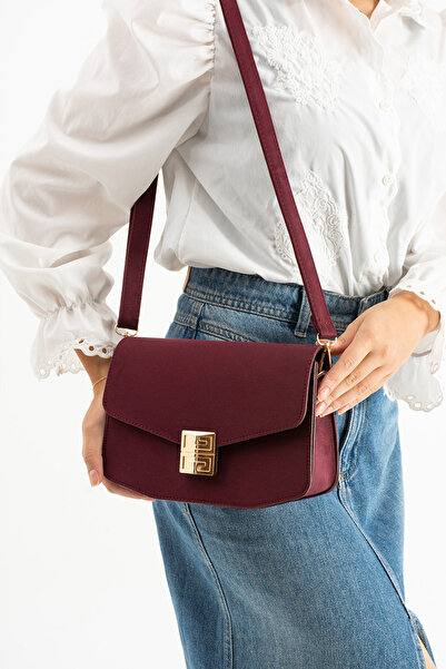 Night Дамска чанта за ръка и рамо Dora Model Suede Burgundy