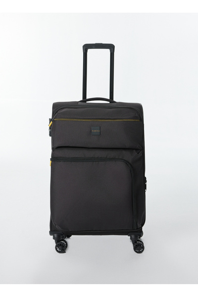 Fabrika Siyah 67x41x26 cm Orta Boy Çekçekli Kumaş Valiz 029