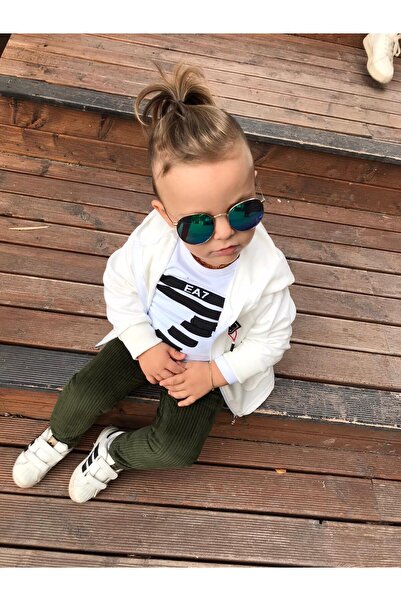 muzur kids Erkek Çocuk Haki Yeşil Pantolon Üst Takım