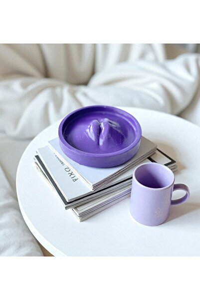 JakarandaDesign Dekoratif Dudak Desenli Beton Tütsülük, Renkli Yuvarlak Tasar...