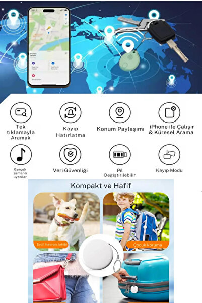 CROW'S TECH Akıllı Takip Cihazı Gps Ios Uyumlu Taşınabilir Takip Cihazı Bul Uygulama