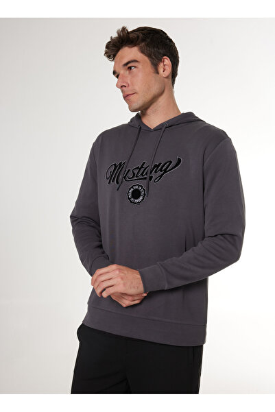 Mustang Kapüşon Yaka Antrasit Erkek Sweatshırt M4WM-SWT-1529